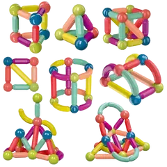 64 PCS Building Blocks Toy Magnetic Construction Set Magnet Ball Sticks Rod Games Montessori Educational Toys - Rokomari